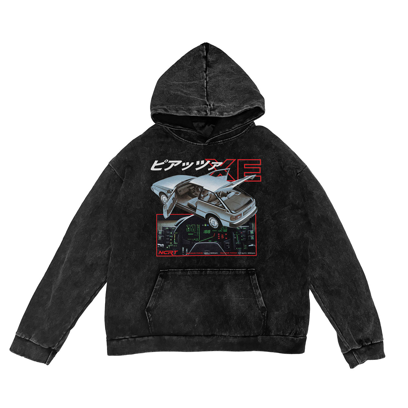 "ピアッツァXE" Washed Hoodie - NCRT | Neoncity Racing Team