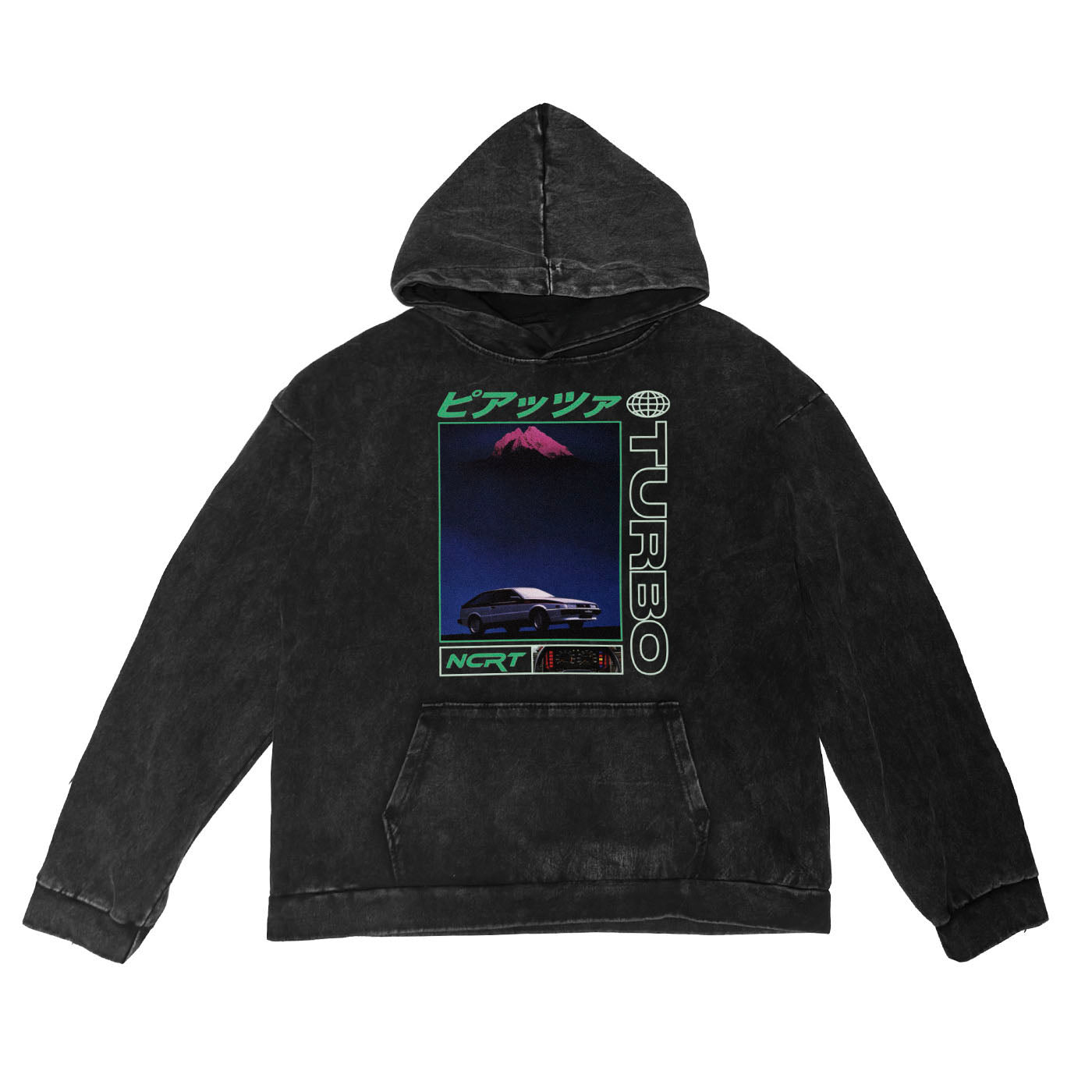 "ピアッツァTURBO" Washed Hoodie - NCRT | Neoncity Racing Team