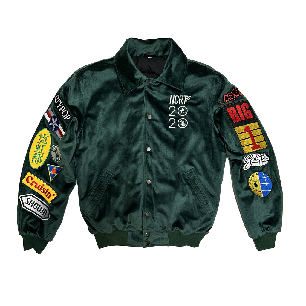 [PRE-SALE] Neo Kowloon Velvet Varsity Jacket (Forrest Green) - NCRT | Neoncity Racing Team
