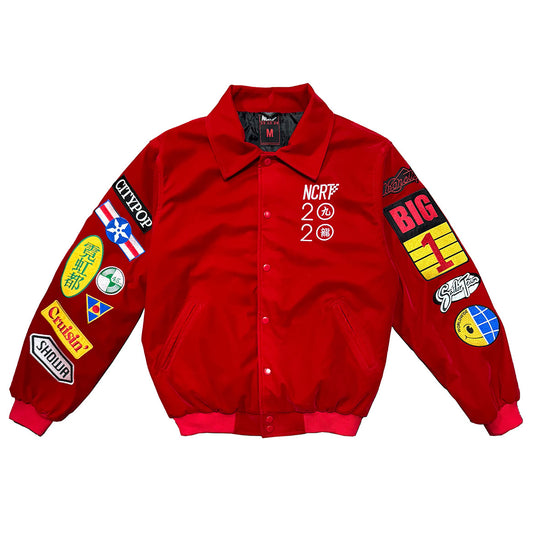 Neo Kowloon Velvet Varsity Jacket (Red) - NCRT | Neoncity Racing Team