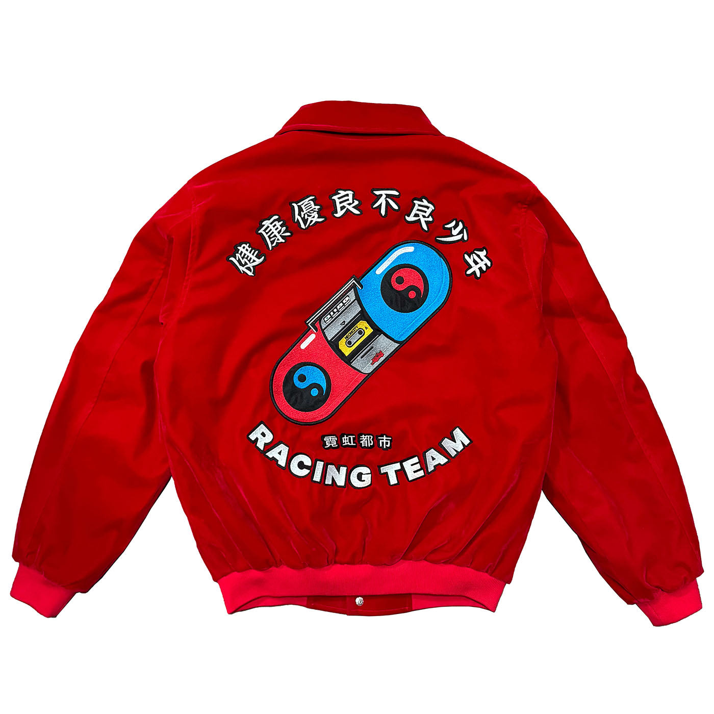 Neo Kowloon Velvet Varsity Jacket (Red) - NCRT | Neoncity Racing Team
