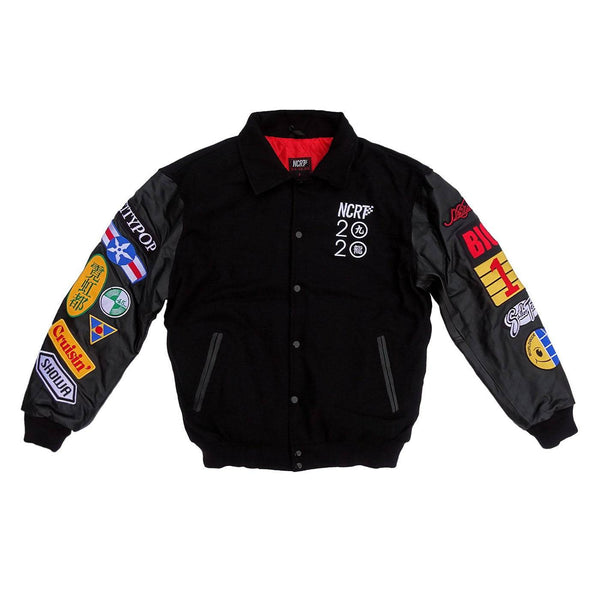 Black Neo Kowloon Wool Varsity Jacket MK II - NCRT | Neoncity Racing Team